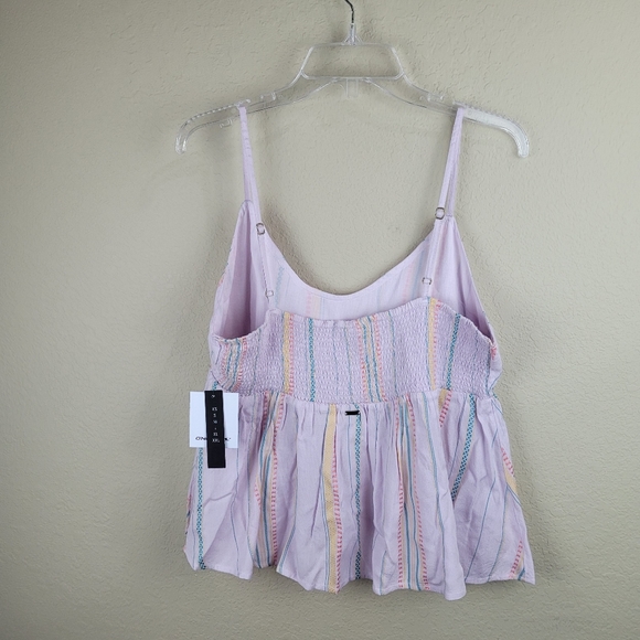 O'Neill Womens Kayden Striped Peplum Camisole Size L Orchid Adjustable Strap NWT - Picture 3 of 10